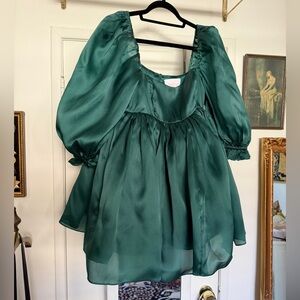 Selkie Silk Elf Puff Dress Green Large *READ DESCRIPTION*
